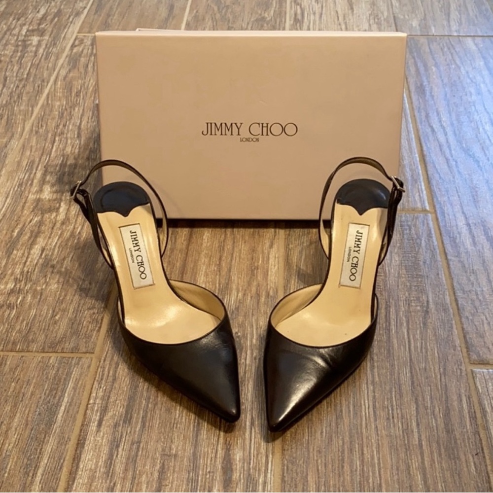 COPY - Dark brown leather Jimmy Choo kitten heels.